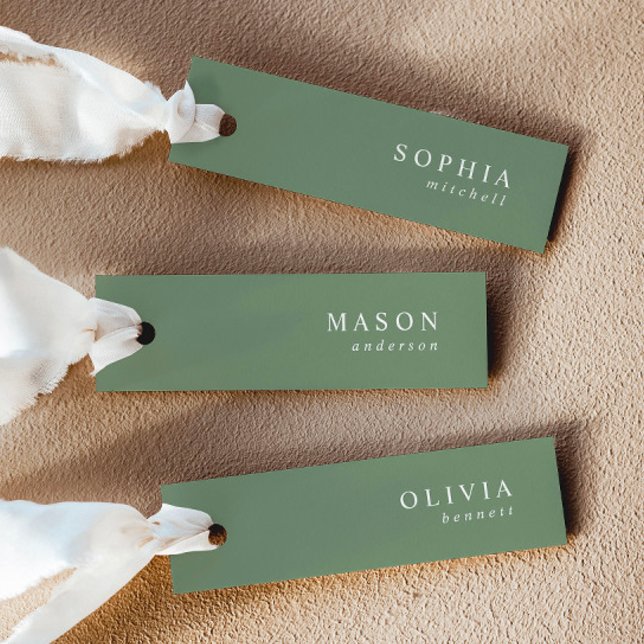 Elegant Sage Green Wedding Name Place Cards (Creator Uploaded)