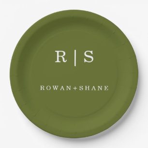 Elegant Sage Green Wedding Paper Plates