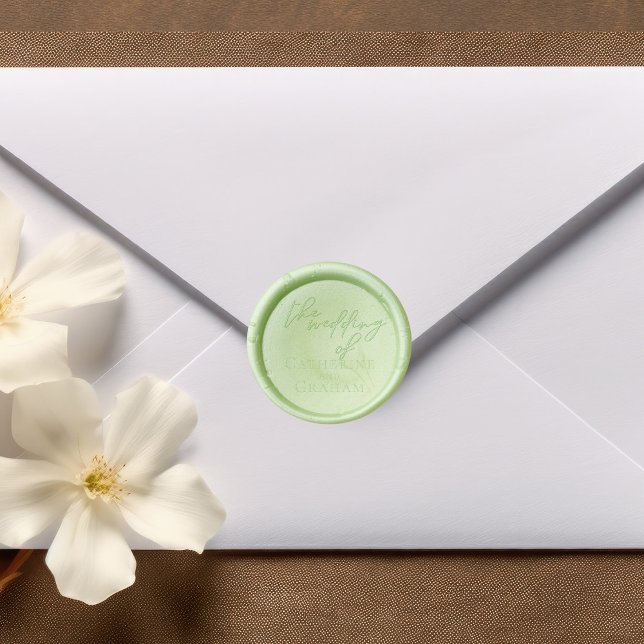 Elegant Sage Green Wedding Personalized Wax Seal Sticker (Creator Uploaded)