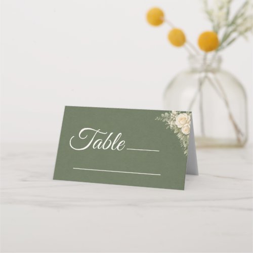 Elegant sage green wedding place card