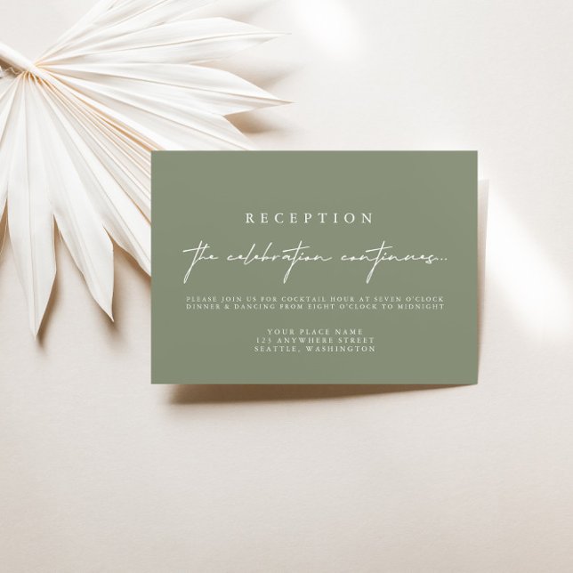 Elegant Sage Green Wedding Reception Cards  (Creator Uploaded)