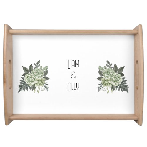 Elegant Sage Green Wedding Reception Party Serving Tray