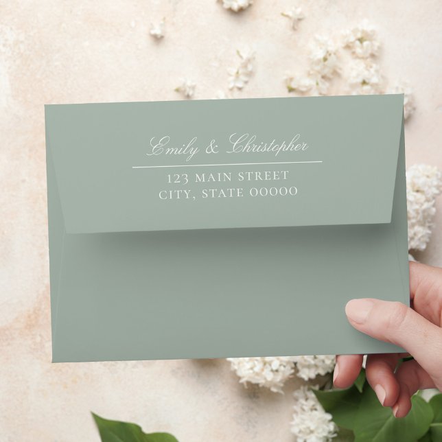 Elegant Sage Green Wedding Return Address  Envelope (Creator Uploaded)