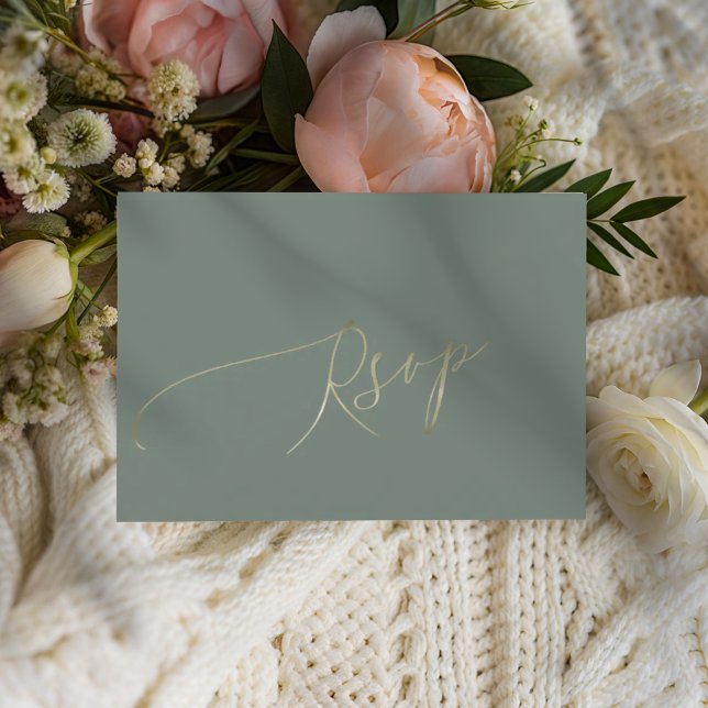 Elegant Sage Green Wedding RSVP Card (Creator Uploaded)