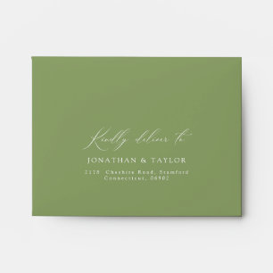 Elegant Sage Green Wedding RSVP Return Envelope