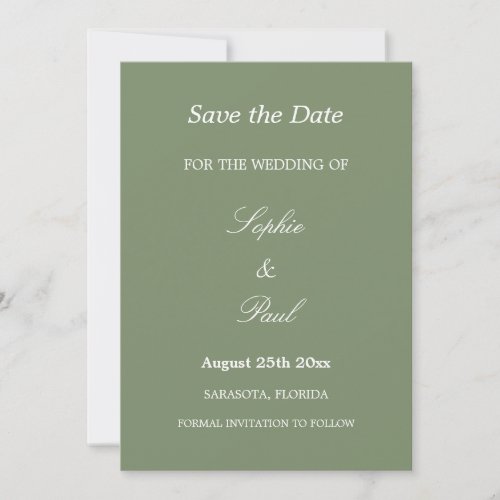 Elegant Sage Green Wedding Save the Date