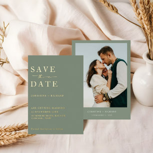 Elegant Sage green Wedding Save the Date Foil Invitation