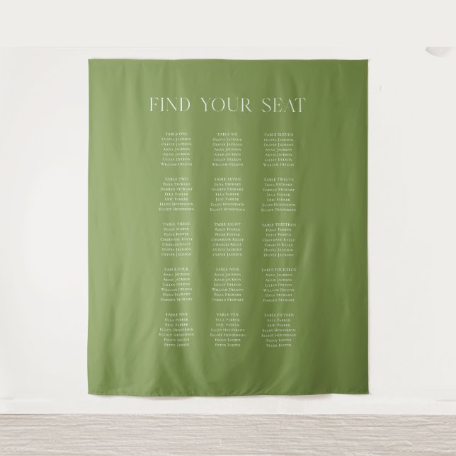 Elegant Sage Green Wedding Seating Chart Backdrop (Front)
