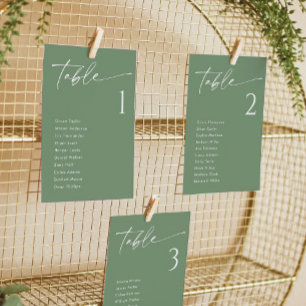 Elegant Sage Green Wedding Seating Chart Cards