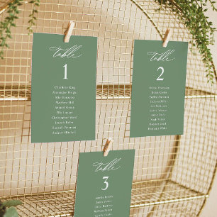 Elegant Sage Green Wedding Seating Chart Cards