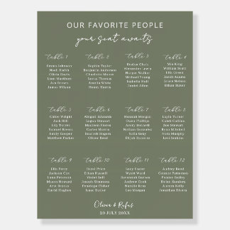 Elegant Sage Green Wedding Seating Chart Template Foam Board