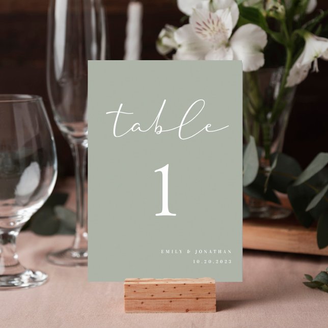 Elegant Sage Green Wedding Table Number (Creator Uploaded)
