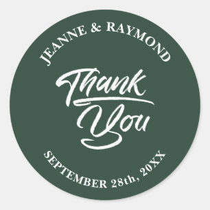 Elegant Sage Green Wedding Thank You Favor Classic Round Sticker