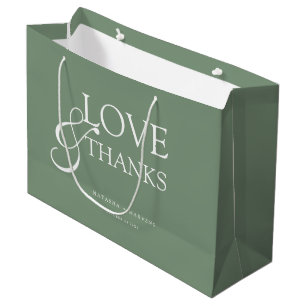 Elegant Sage Green Wedding Thank You Large Gift Bag