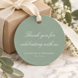 Elegant Sage Green Wedding Thank You Script Favor Tags
