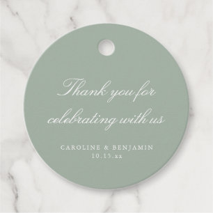 Elegant Sage Green Wedding Thank You Script Favor Tags