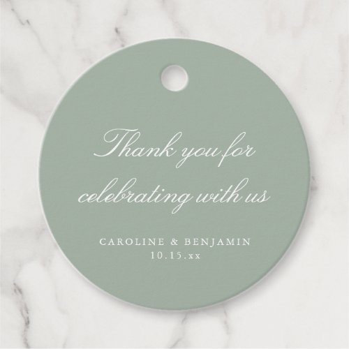 Elegant Sage Green Wedding Thank You Script Favor Tags