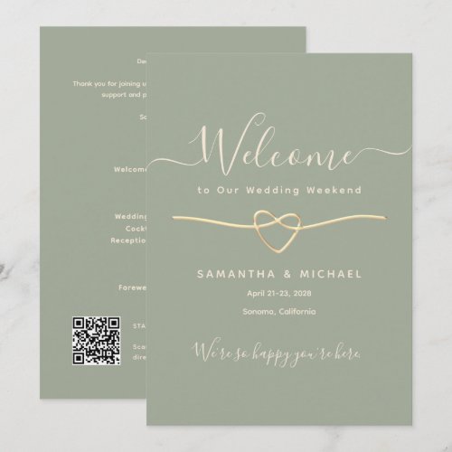 Elegant Sage Green Wedding Weekend Welcome Letter Invitation