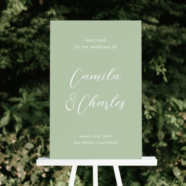 Elegant Sage Green Wedding Welcome  Foam Board (Creator Uploaded)