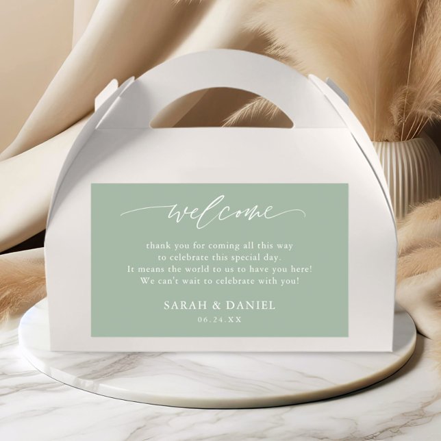 Elegant Sage Green Wedding Welcome Gift Rectangular Sticker (Creator Uploaded)