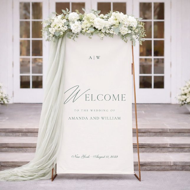 Elegant Sage Green Wedding Welcome Sign (Creator Uploaded)