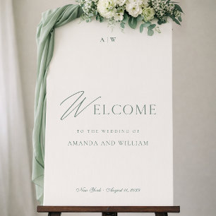 Elegant Sage Green Wedding Welcome Sign