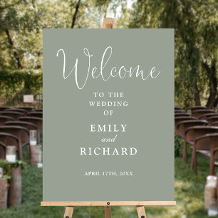 Elegant Sage Green Wedding Welcome Sign
