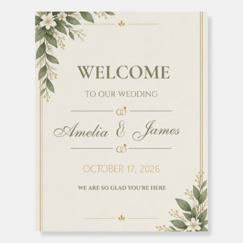 Elegant Sage Green Wedding Welcome Sign