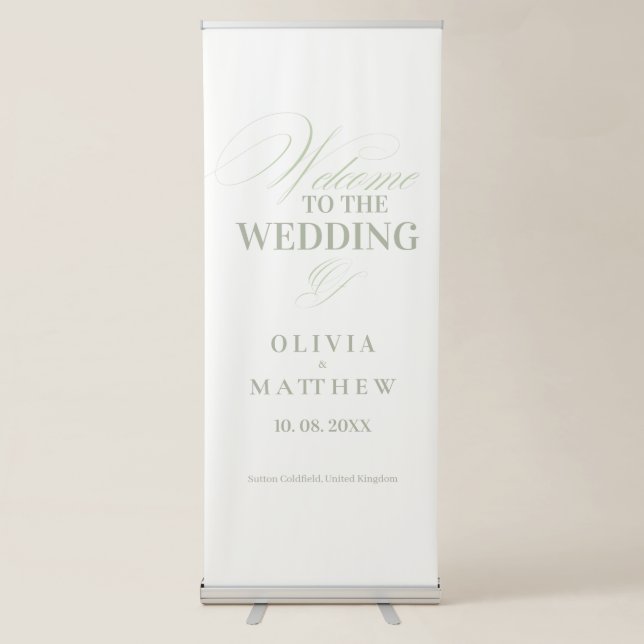 Elegant Sage Green Wedding Welcome Wedding Sign (Front)