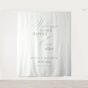 Elegant Sage Green Wedding Welcome Wedding Sign Tapestry