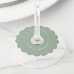 Elegant Sage Green Wedding  Wine Glass Tag