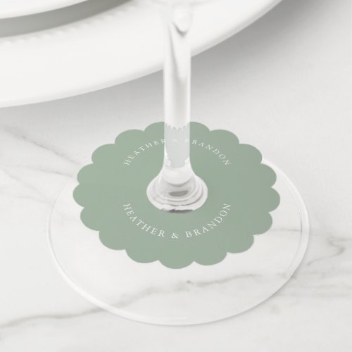 Elegant Sage Green Wedding  Wine Glass Tag