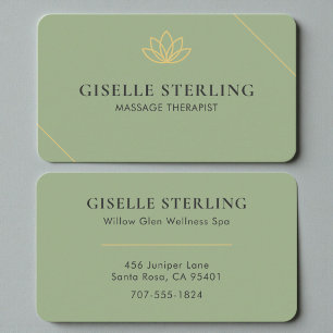 Elegant Sage Green Wellness & Massage Therapist Business Card