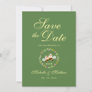 Elegant Sage Green Whimsical Meant To Bee Wedding Save The Date