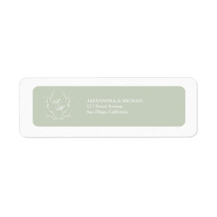 Elegant Sage Green White Crest Monogram Wedding Label