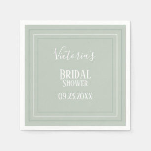 Elegant Sage Green White Modern Bridal Shower Napkins