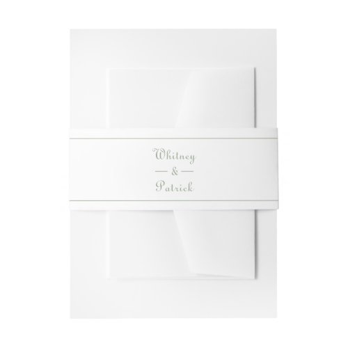 Elegant Sage Green White Script Wedding Invitation Invitation Belly Band