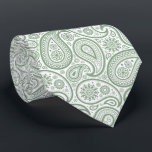 Elegant Sage Green & White Vintage Paisley Pattern Neck Tie<br><div class="desc">Elegant white and sage green vintage paisley pattern. Cool wedding tie. Adjustable print size. If you need support customizing any of my designs,  message me on Zazzle.</div>