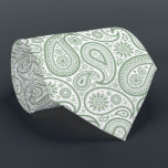 Elegant Sage Green & White Vintage Paisley Pattern Neck Tie<br><div class="desc">Elegant white and sage green vintage paisley pattern. Cool wedding tie. Adjustable print size. If you need support customizing any of my designs,  message me on Zazzle.</div>