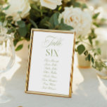 Elegant Sage Green & White Wedding Table Number<br><div class="desc">Designed for garden weddings, refined receptions, and timeless outdoor celebrations. Coordinates with the “Iris” Wedding Invitation Collection — click the collection link on this page to find matching items like menus, invitations, signage, and more. Please note: this template is not editable. To find other table numbers in this series, visit...</div>