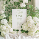 Elegant Sage Green & White Wedding Table Number<br><div class="desc">Designed for garden weddings, refined receptions, and timeless outdoor celebrations. Coordinates with the “Iris” Wedding Invitation Collection — click the collection link on this page to find matching items like menus, invitations, signage, and more. Please note: this template is not editable. To find other table numbers in this series, visit...</div>