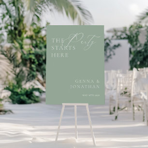Elegant Sage Green & White Wedding Welcome Sign