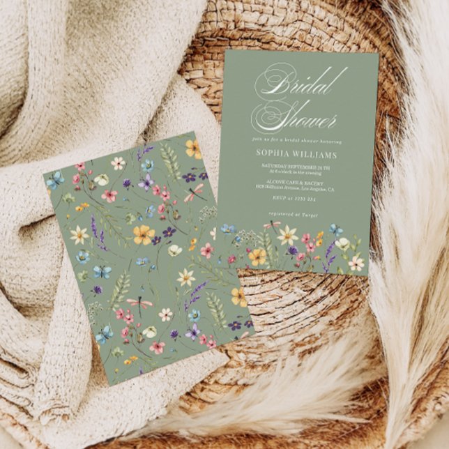 Elegant Sage Green Wildflower Bridal Shower Invitation (Creator Uploaded)