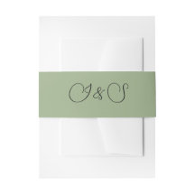 Elegant Sage Green WildflowerInvitation Belly Band
