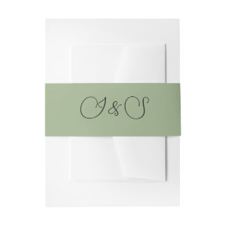 Elegant Sage Green WildflowerInvitation Belly Band