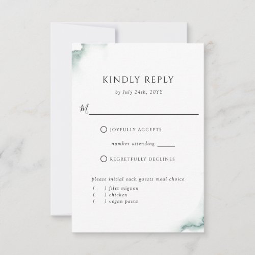 Elegant Sage Green With or Without Meal RSVP Card
