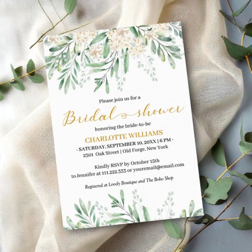 Elegant Sage Greenery Bridal Shower  Invitation