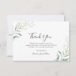 Elegant Sage Greenery Eucalyptus Funeral Thank You Card