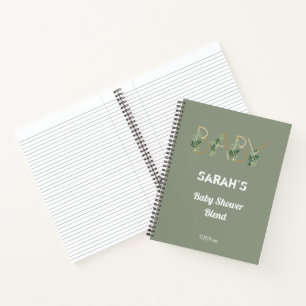 Elegant Sage Greenery Floral Baby Shower Gift List Notebook