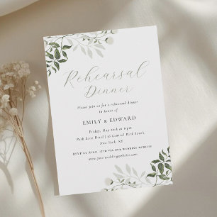 Elegant Sage Greenery QR code Rehearsal Dinner Invitation